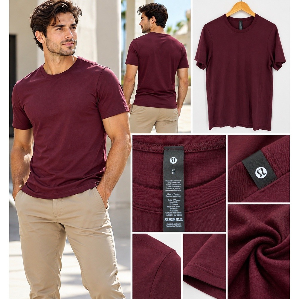 Lululemon Men's XS Burgundy Short Sleeve Crewneck Tee Size Xs (2-b73)